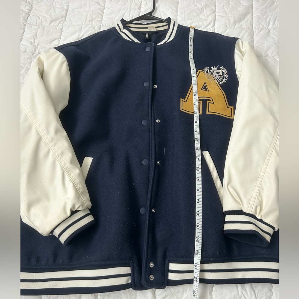 H&M Navy and White Striped Collar Jacket